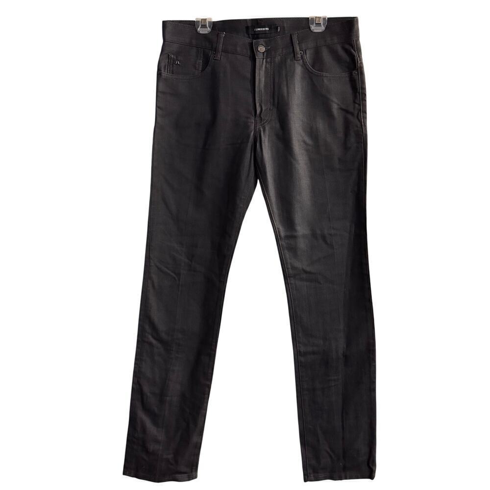 J.Lindeberg Mens Jeans 34x34 JAY Grey Denim Straight Leg Pants Zip Accent